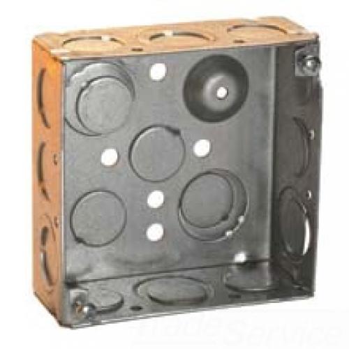 4 SQ OUTLET BOX 2 1/8 DP 1/2 AND 3/4 KO